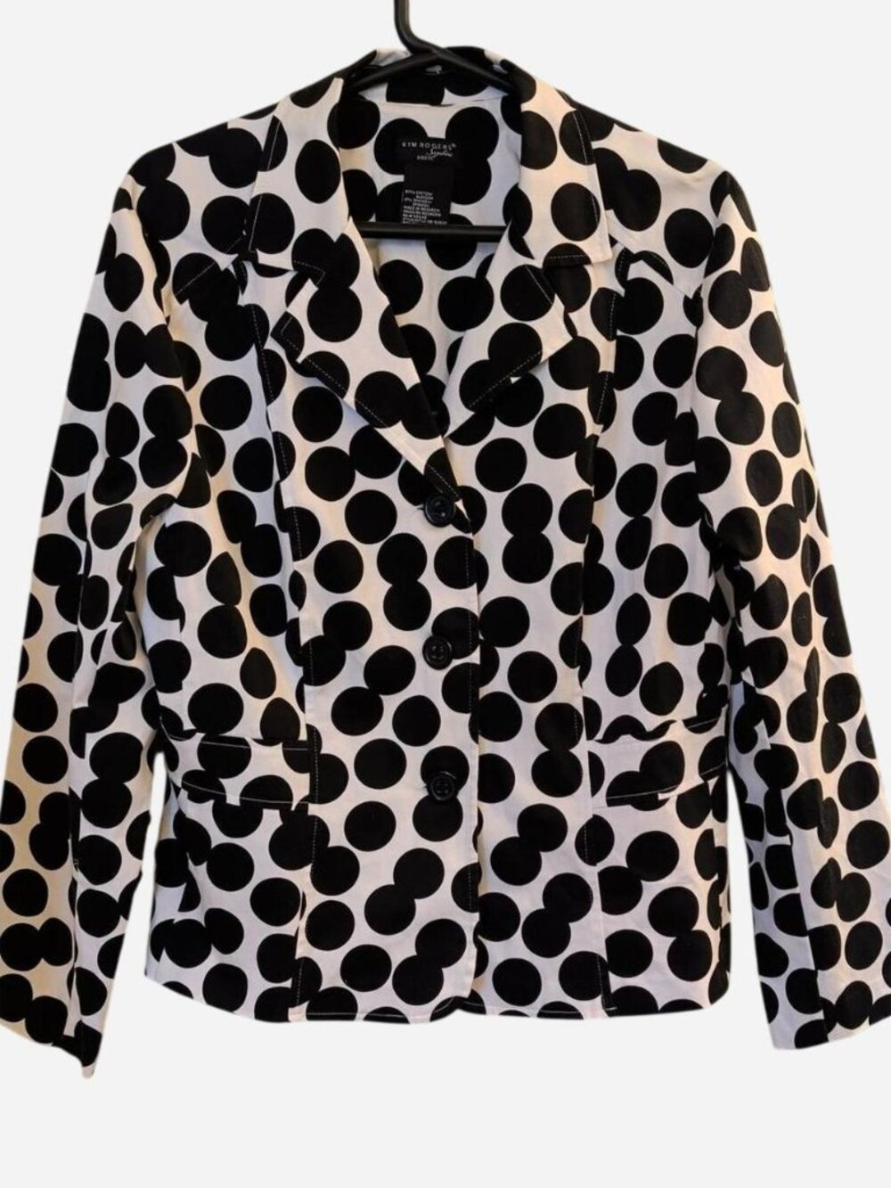 Kim Rogers Signature Polka Dot Blazer Jacket | Women's Size 14 | Black & White